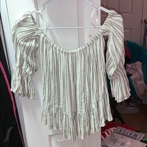 LOVE J Cute Off the Shoulder Striped Top (M)